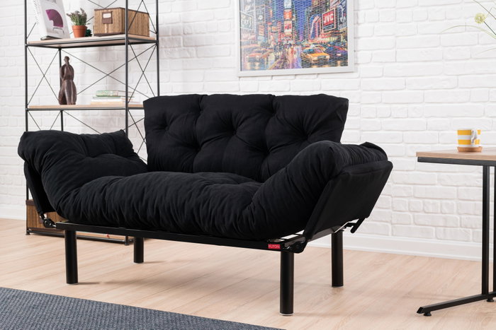 Atelier Del Sofa Nitta - Sofá-Cama de 2 Plazas Negro Atelier Del Sofa Nitta - Sofá-Cama de 2 Plazas Negro